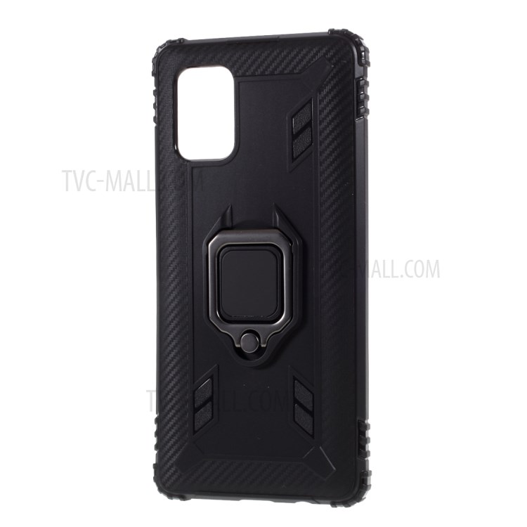 Finger Ring Kickstand TPU Phone Case for Samsung Galaxy A71 5G SM-A716 - Black-2