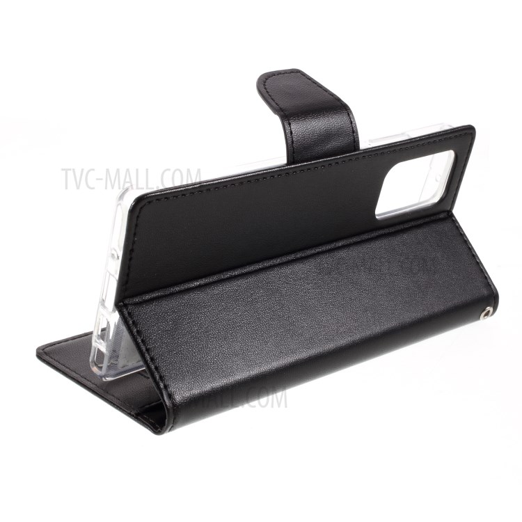 MERCURY GOOSPERY Bravo Diary Leather Phone Cover for Samsung Galaxy Note 20/Note 20 5G - Black-8