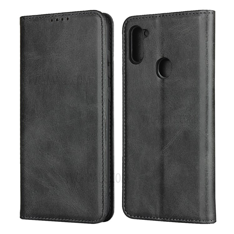 Auto-absorbed Wallet Leather Stand Case for Samsung Galaxy A11 - Black-1