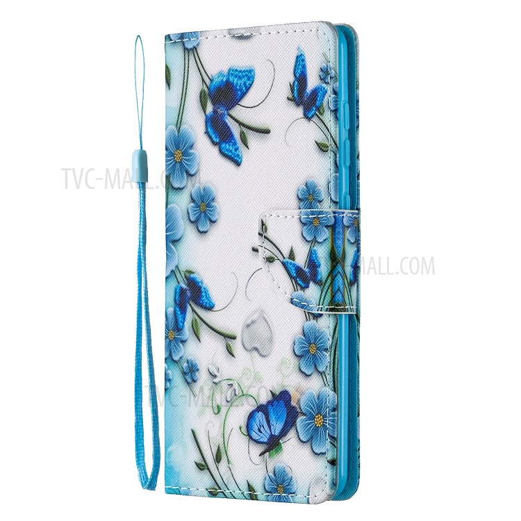 Pattern Printing Wallet Leather Stand Case for Samsung Galaxy A21s - Butterfly and Flower-2