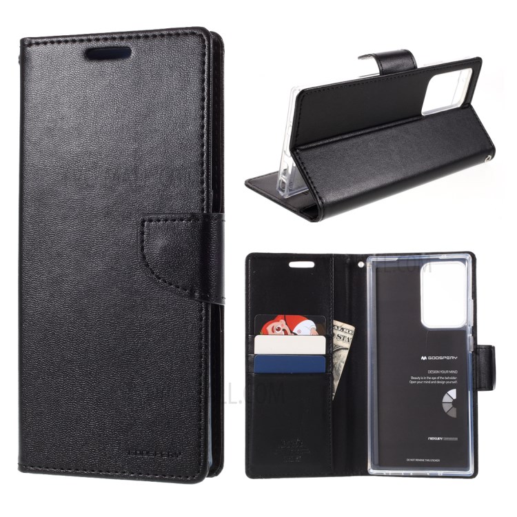 MERCURY GOOSPERY Bravo Diary Leather Wallet Case for Samsung Galaxy Note20 Ultra/Note20 Ultra 5G - Black-1