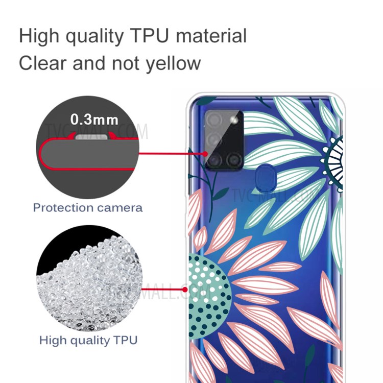 Patterned Blue Style TPU Phone Case for Samsung Galaxy A21s - Chrysanthemum-3