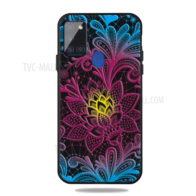 Pattern Printing Matte TPU Cell Phone Case for Samsung Galaxy A21s - Lace Flower-1