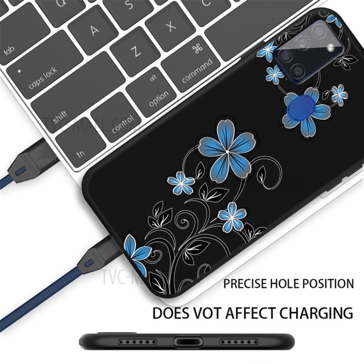 Pattern Printing Matte TPU Cell Phone Case for Samsung Galaxy A21s - Blue Flower-2