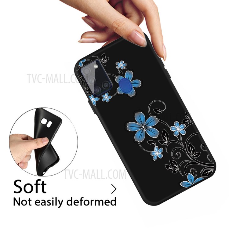 Pattern Printing Matte TPU Cell Phone Case for Samsung Galaxy A21s - Blue Flower-3