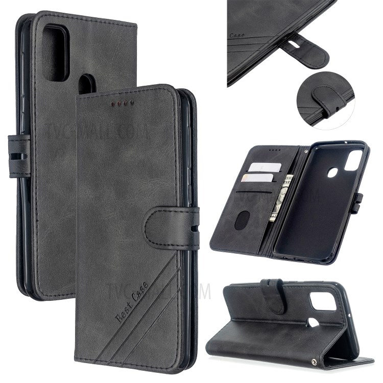 Leather with Wallet Unique Shell for Samsung Galaxy A21s - Black-1