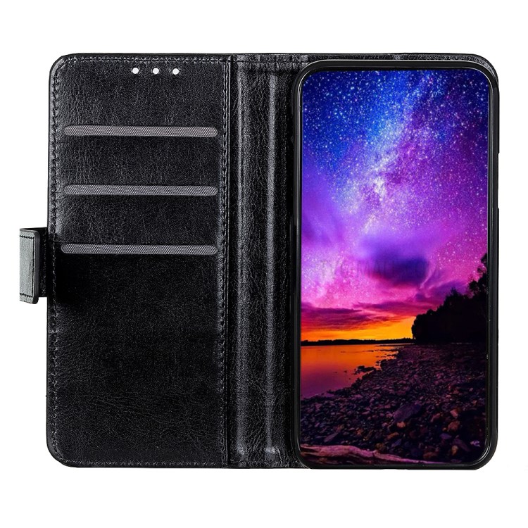 Crazy Horse Wallet Leather Cell Phone Case for Samsung Galaxy A01 Core - Black-6