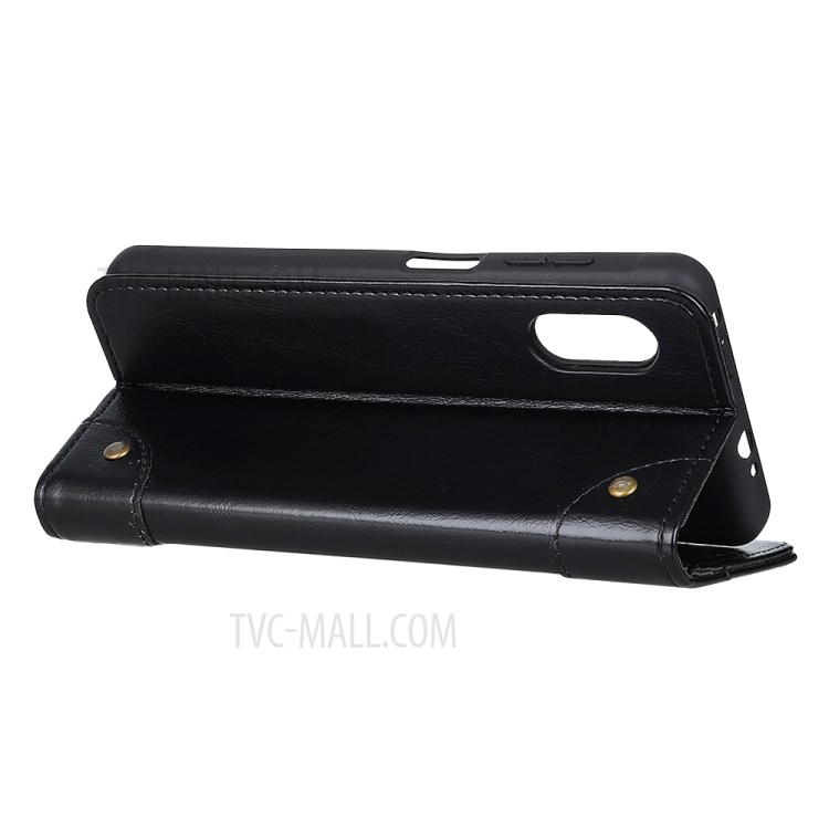 Auto-absorbed Leather Wallet Phone Case for Samsung Galaxy A01 Core - Black-4