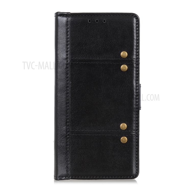 Rivet Decor Crazy Horse Texture Wallet Stand Leather Case for Samsung Galaxy A01 Core - Black-2