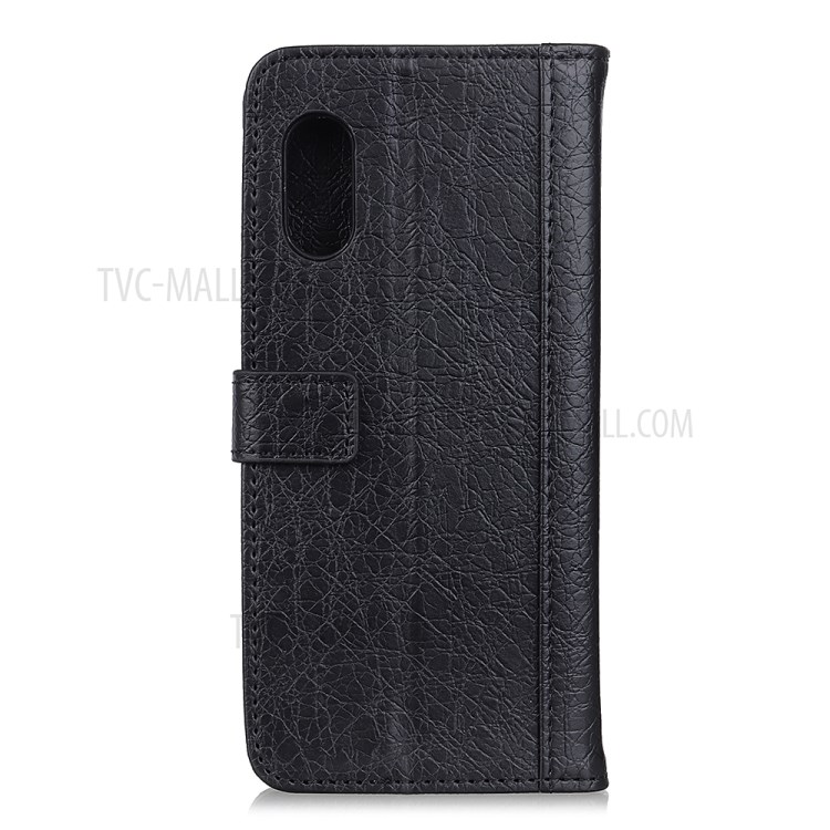 Rhino Grain Wallet Stand PU Leather Protective Phone Shell for Samsung Galaxy A01 Core - Black-3