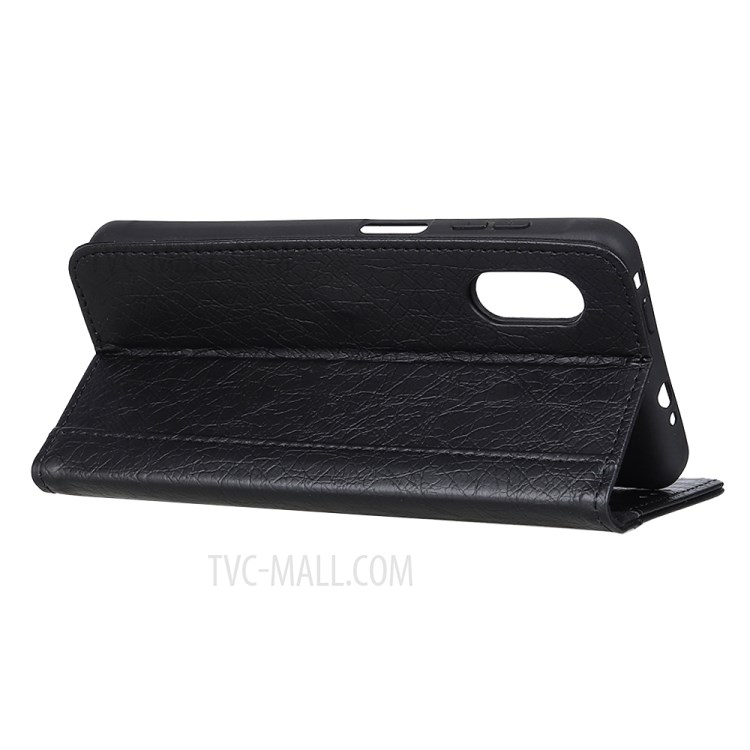 Rhino Grain Wallet Stand PU Leather Protective Phone Shell for Samsung Galaxy A01 Core - Black-4