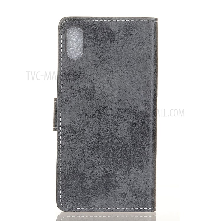 Retro Style Leather Wallet Phone Cover for Samsung Galaxy A01 Core - Grey-3