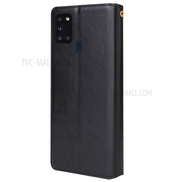 Crazy Horse Auto-absorbed Leather Cell Phone Cover for Samsung Galaxy A21s - Black-4