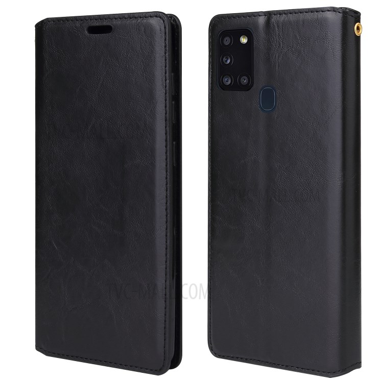 Crazy Horse Auto-absorbed Leather Cell Phone Cover for Samsung Galaxy A21s - Black-5