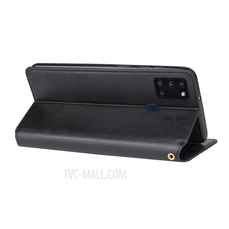 Crazy Horse Auto-absorbed Leather Cell Phone Cover for Samsung Galaxy A21s - Black-6