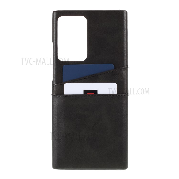 PU Leather Coated PC with Double Card Slots Shell for Samsung Galaxy Note20 Ultra/Note20 Ultra 5G - Black-2