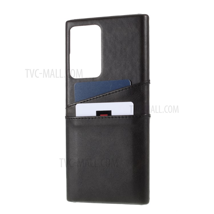 PU Leather Coated PC with Double Card Slots Shell for Samsung Galaxy Note20 Ultra/Note20 Ultra 5G - Black-3