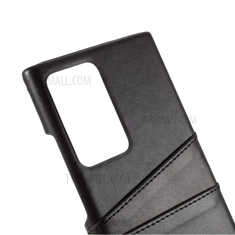 PU Leather Coated PC with Double Card Slots Shell for Samsung Galaxy Note20 Ultra/Note20 Ultra 5G - Black-5