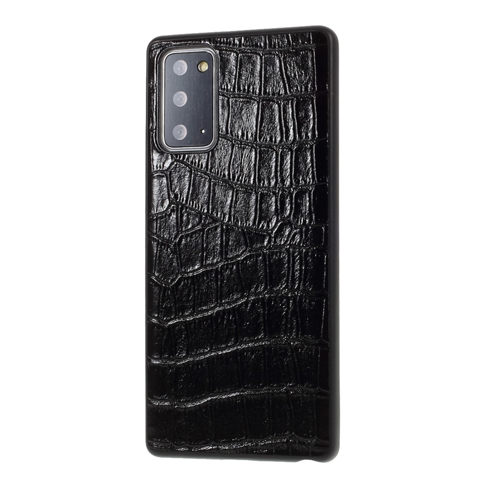 Crocodile Skin Top Layer Cowhide Leather Coated TPU Case for Samsung Galaxy Note 20/Note 20 5G - Black-2