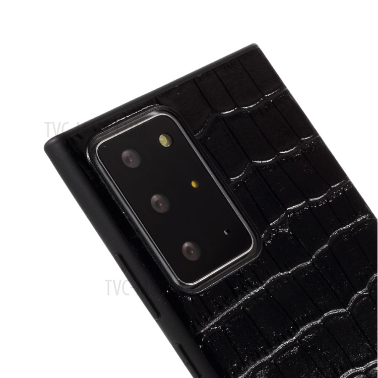 Crocodile Skin Top Layer Cowhide Leather Coated TPU Shell for Samsung Galaxy Note20 Ultra/Note20 Ultra 5G - Black-3