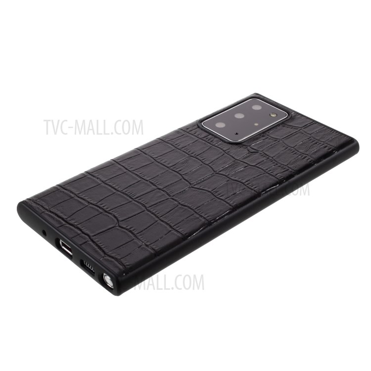 Crocodile Skin Top Layer Cowhide Leather Coated TPU Shell for Samsung Galaxy Note20 Ultra/Note20 Ultra 5G - Black-4