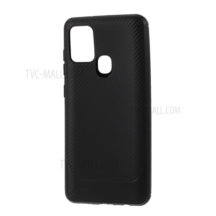 Carbon Fiber Skin TPU Phone Cover for Samsung Galaxy A21s - Black-2