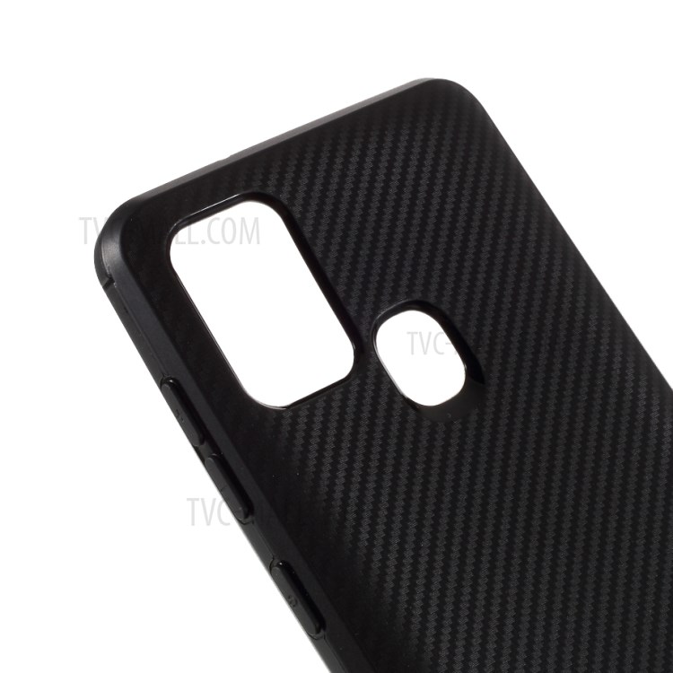 Carbon Fiber Skin TPU Phone Cover for Samsung Galaxy A21s - Black-4