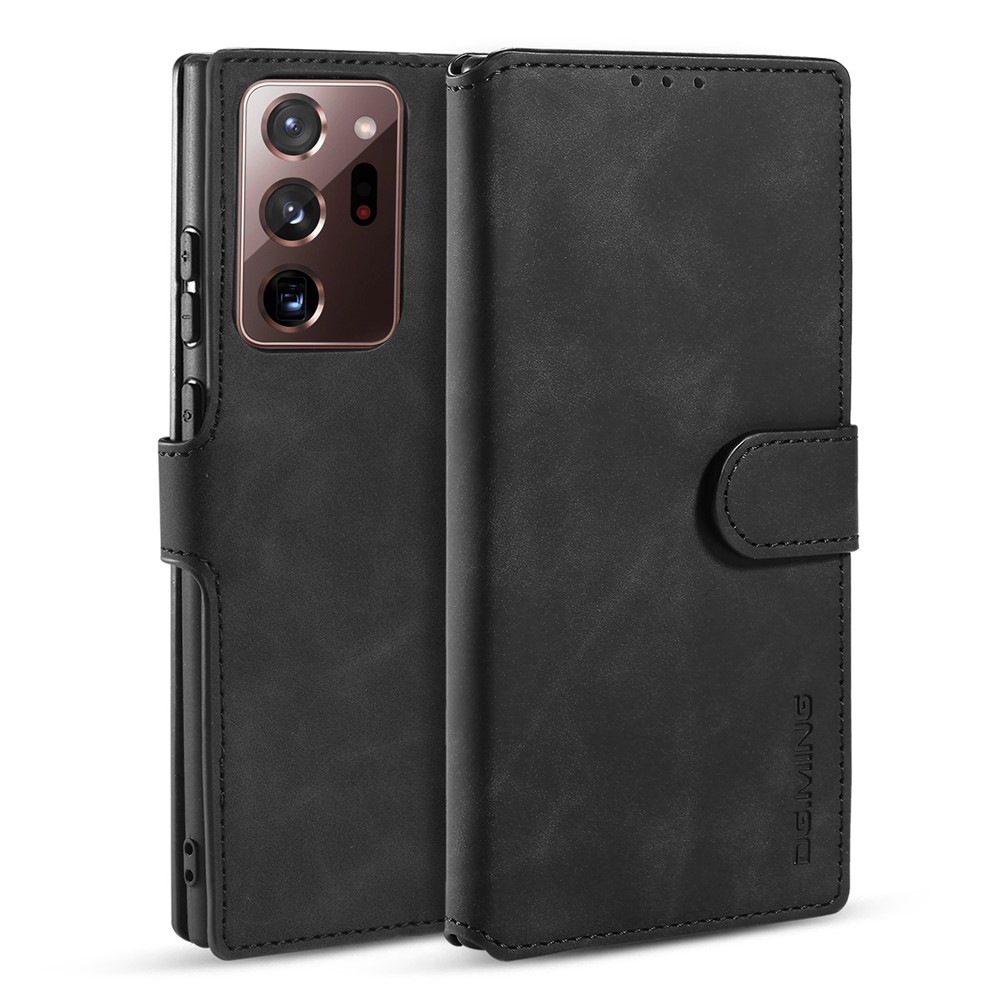 DG.MING Retro Leather Wallet Stand Cover for Samsung Galaxy Note20 Ultra/Note20 Ultra 5G - Black-1