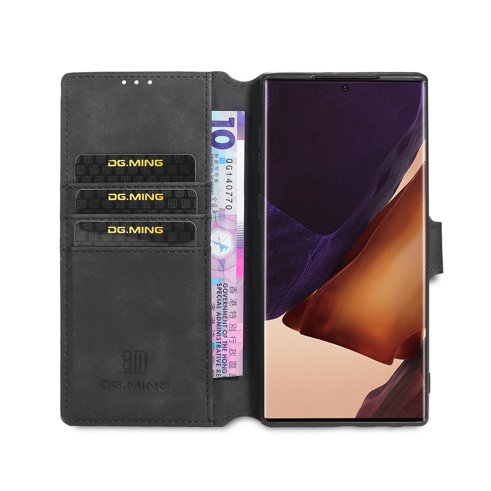 DG.MING Retro Leather Wallet Stand Cover for Samsung Galaxy Note20 Ultra/Note20 Ultra 5G - Black-4