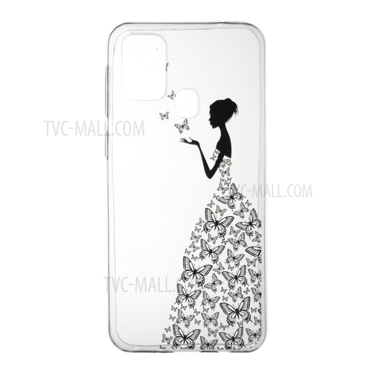 Pattern Printing Style Clear TPU Phone Shell for Samsung Galaxy M31 - Butterfly Girl-1