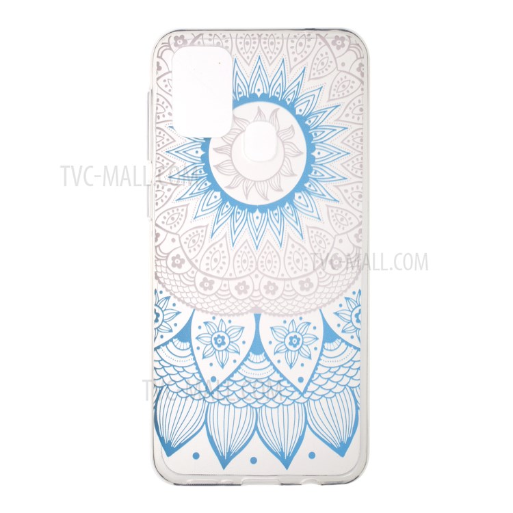 Pattern Printing Style Clear TPU Phone Shell for Samsung Galaxy M31 - Blue Pattern-1