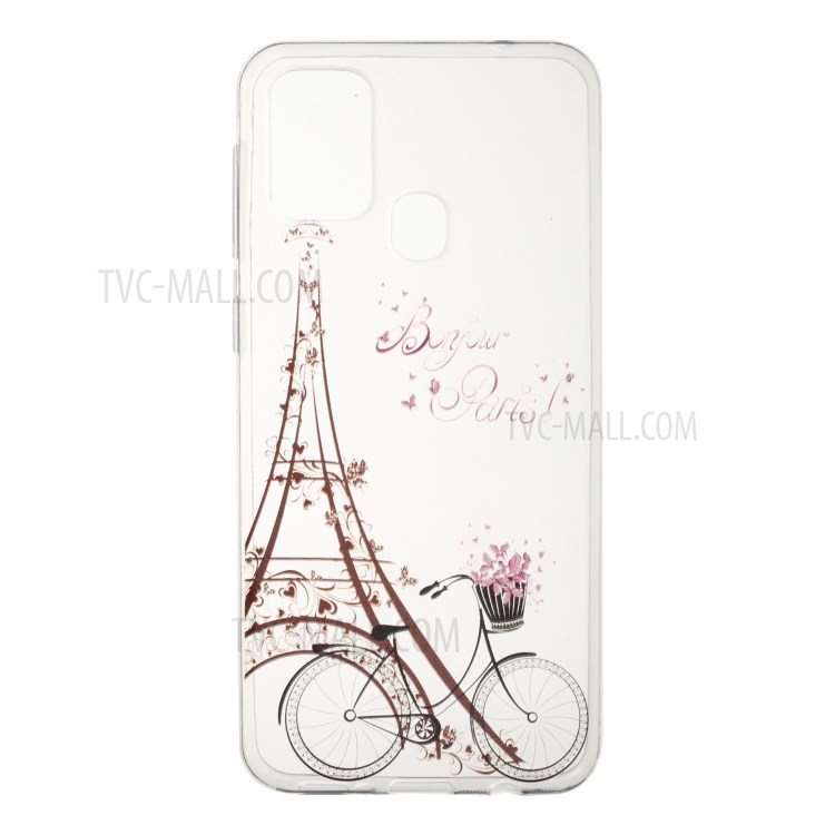 Pattern Printing Style Clear TPU Phone Shell for Samsung Galaxy M31 - Bike-1