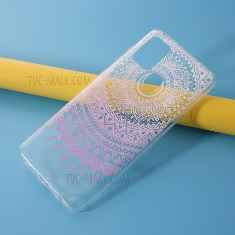 Pattern Printing Style Clear TPU Phone Shell Cover for Samsung Galaxy A21s - Blue Pattern-11