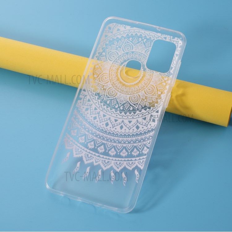 Pattern Printing Style Clear TPU Phone Shell Cover for Samsung Galaxy A21s - Blue Pattern-12