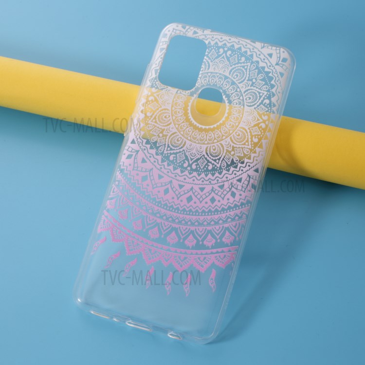 Pattern Printing Style Clear TPU Phone Shell Cover for Samsung Galaxy A21s - Blue Pattern-8