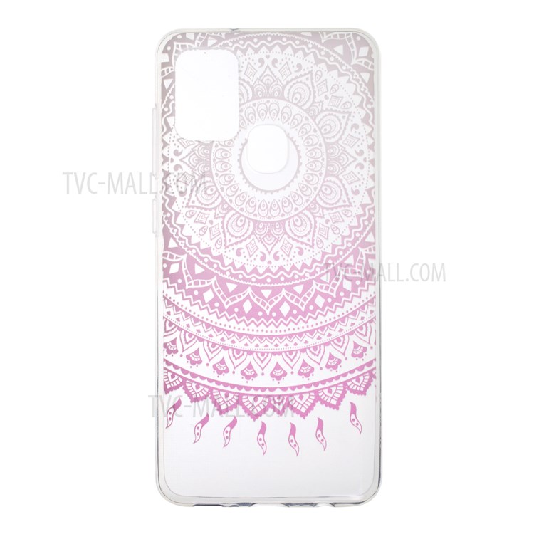 Pattern Printing Style Clear TPU Phone Shell Cover for Samsung Galaxy A21s - Pink Pattern-1