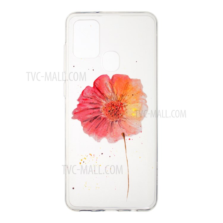 Pattern Printing Style Clear TPU Phone Shell Cover for Samsung Galaxy A21s - Petal-1