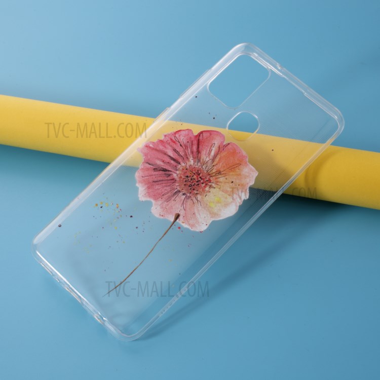 Pattern Printing Style Clear TPU Phone Shell Cover for Samsung Galaxy A21s - Petal-5