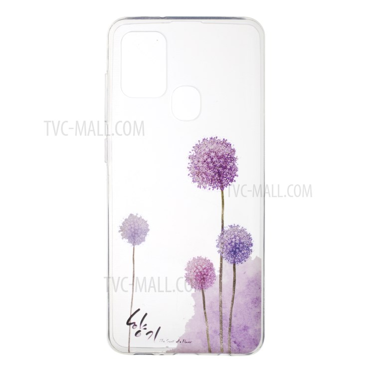 Pattern Printing Style Clear TPU Phone Shell Cover for Samsung Galaxy A21s - Dandelion-1