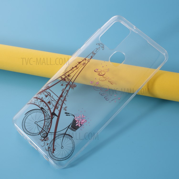 Pattern Printing Style Clear TPU Phone Shell Cover for Samsung Galaxy A21s - Bike-5