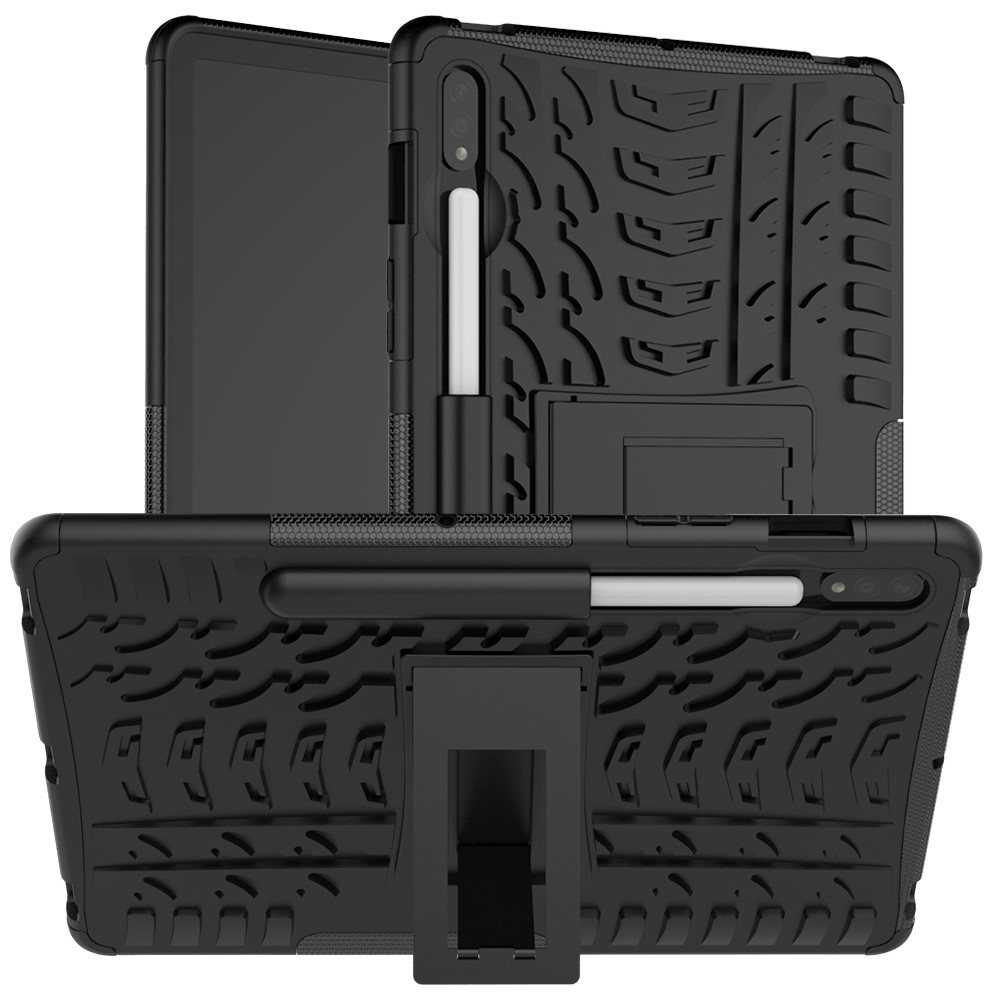 Anti-slip-pc + Tpu-combo-hülle Mit Kickstand Für Samsung Galaxy Tab S7 T870/Tab S8 - Schwarz