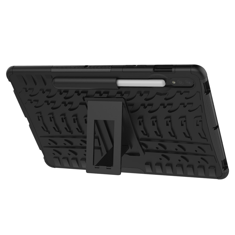 Anti-slip-pc + Tpu-combo-hülle Mit Kickstand Für Samsung Galaxy Tab S7 T870/Tab S8 - Schwarz