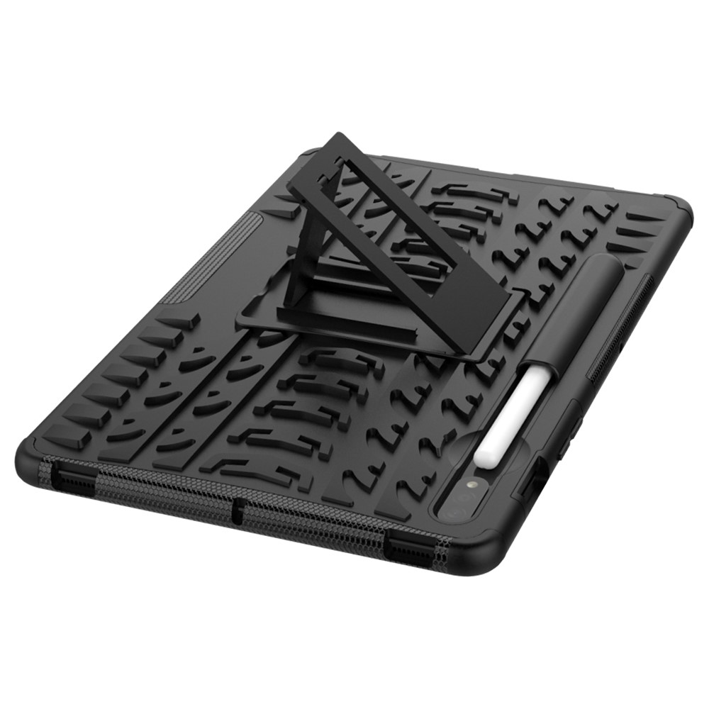 Étui Combo Antidérapant PC + TPU Avec Kickstand Pour Samsung Galaxy Tab S7 T870 / Tab S8 - le Noir