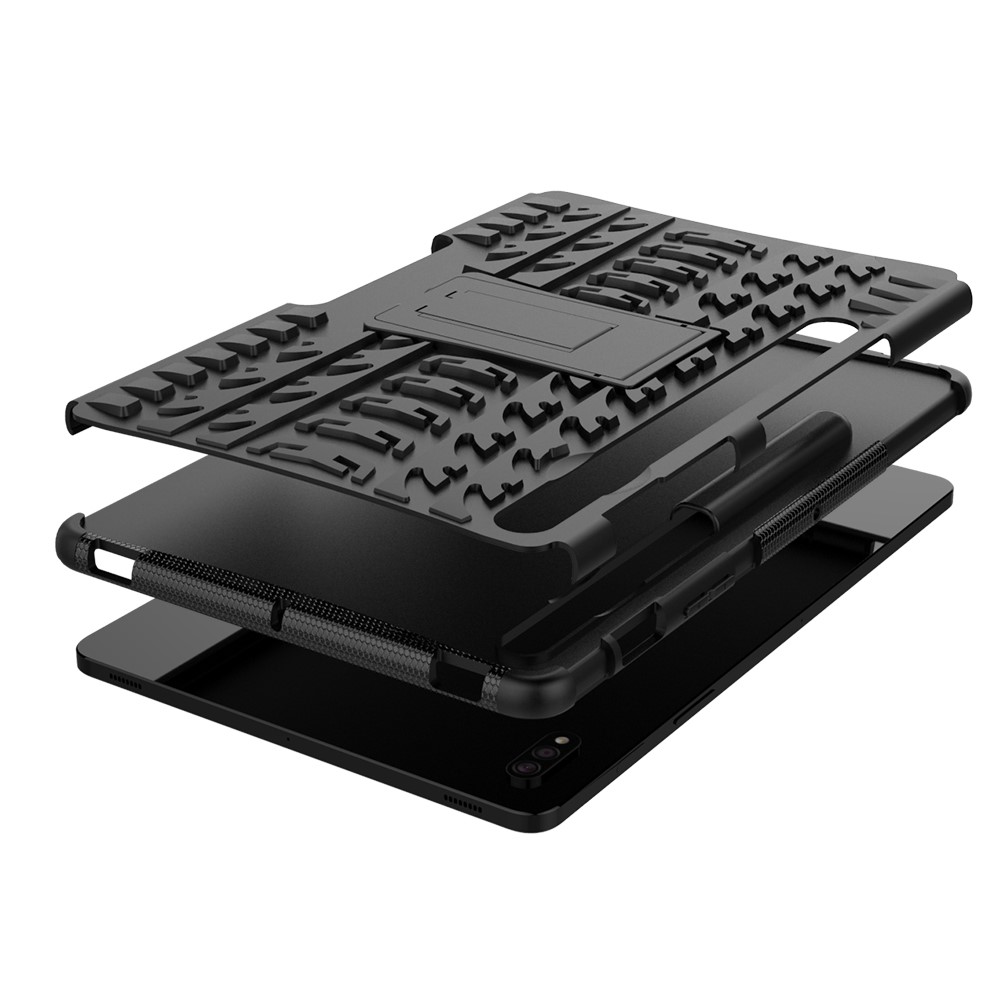 Anti-slip-pc + Tpu-combo-hülle Mit Kickstand Für Samsung Galaxy Tab S7 T870/Tab S8 - Schwarz