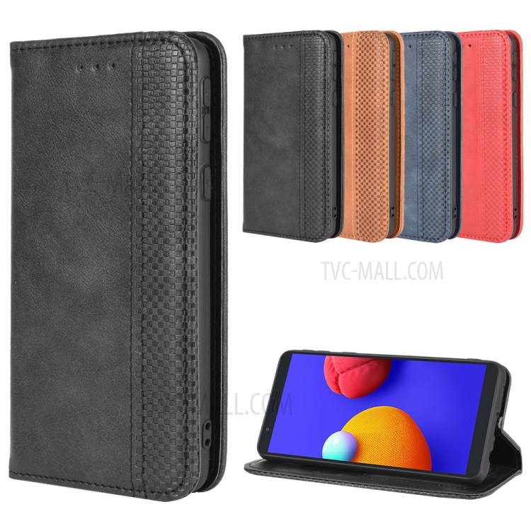 Vintage Style Wallet Stand Leather Phone Cover for Samsung Galaxy M01 Core/A01 Core - Black-12