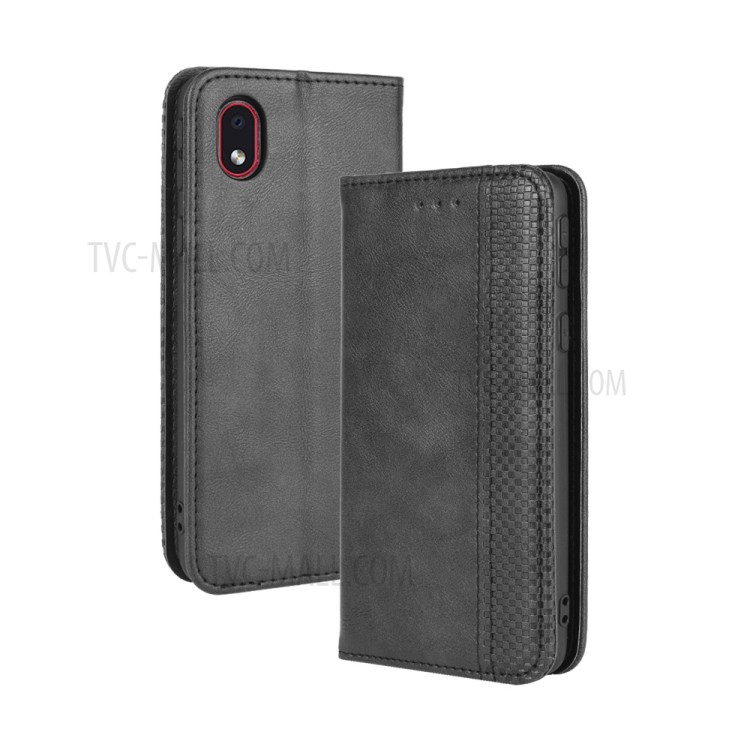 Vintage Style Wallet Stand Leather Phone Cover for Samsung Galaxy M01 Core/A01 Core - Black-2