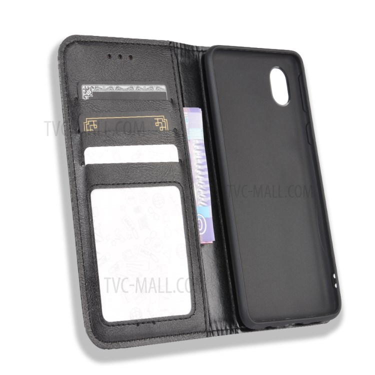 Vintage Style Wallet Stand Leather Phone Cover for Samsung Galaxy M01 Core/A01 Core - Black-5