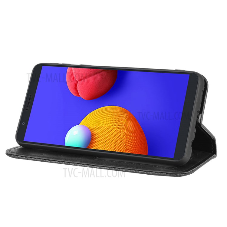 Vintage Style Wallet Stand Leather Phone Cover for Samsung Galaxy M01 Core/A01 Core - Black-7