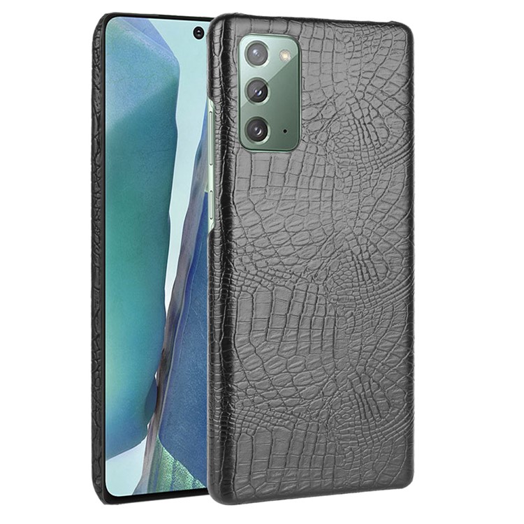 Crocodile Textur PU Lederbeschichtete PC -abdeckung Für Samsung Galaxy Note20 4G/5G - Schwarz