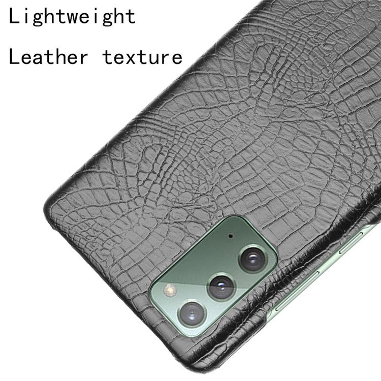 Crocodile Textur PU Lederbeschichtete PC -abdeckung Für Samsung Galaxy Note20 4G/5G - Schwarz